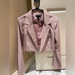 Powder pink cropped long sleeve blazer